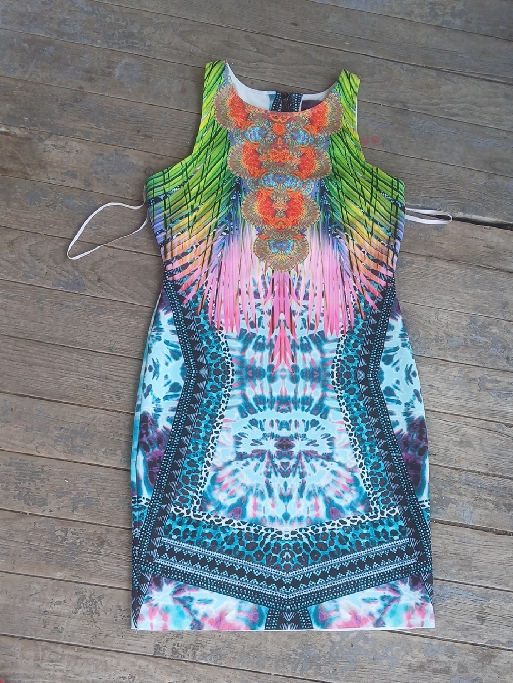 Hale Bob Orange, Green, Pink and Teal Printef Western Indian Midi Dress